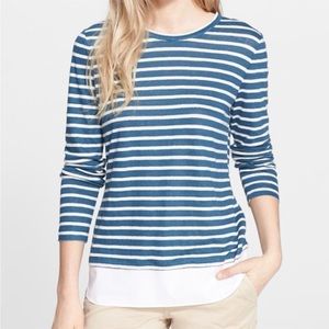 Tory Burch Linen Jersey Pullover Blue Peninsula M